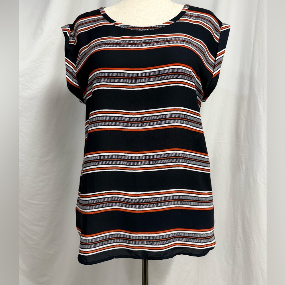 Any Taylor Factory Navy Striped Cap Sleeve Top